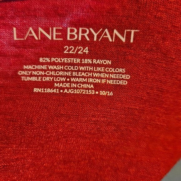 Lane Bryant Red Metallic Shirt, 3/4 Sleeve. Size 22/24 - Picture 3 of 4
